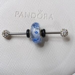 PandoraVintage Silver Ice Drops Blue Cz Murano Glass Charm (2 Listed Separately)
